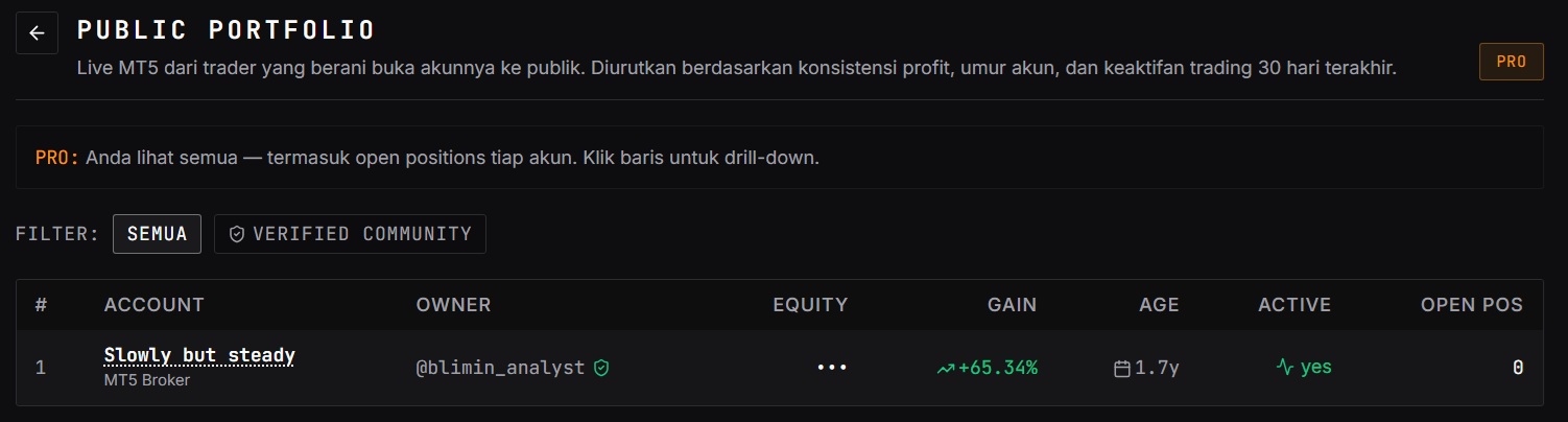 Public Portfolio listing